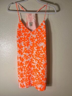 J. Crew Neon Orange and White Floral Slip Dress size 2